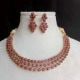 Handmade Brass Metal Jewellery Ruby Green Floral Set